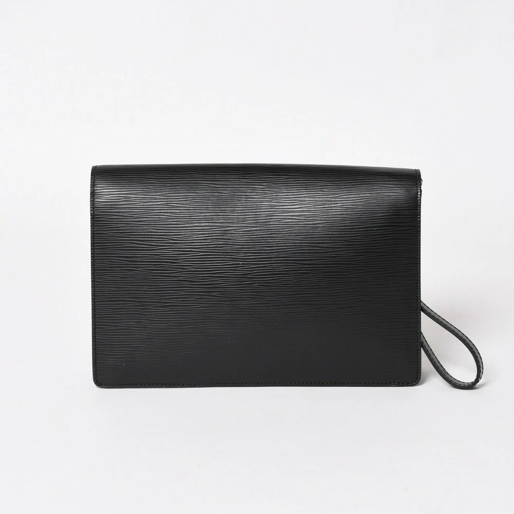 LOUIS VUITTON Epi bag black leather Pochette Sellier clutch